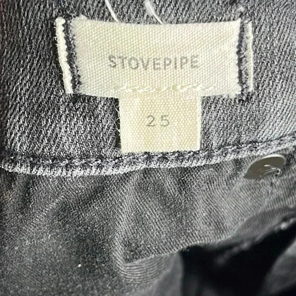 Madewell Stovepipe High-Rise Raw Hem Faded Black Skinny Jeans Size 25 - Picture 7 of 8